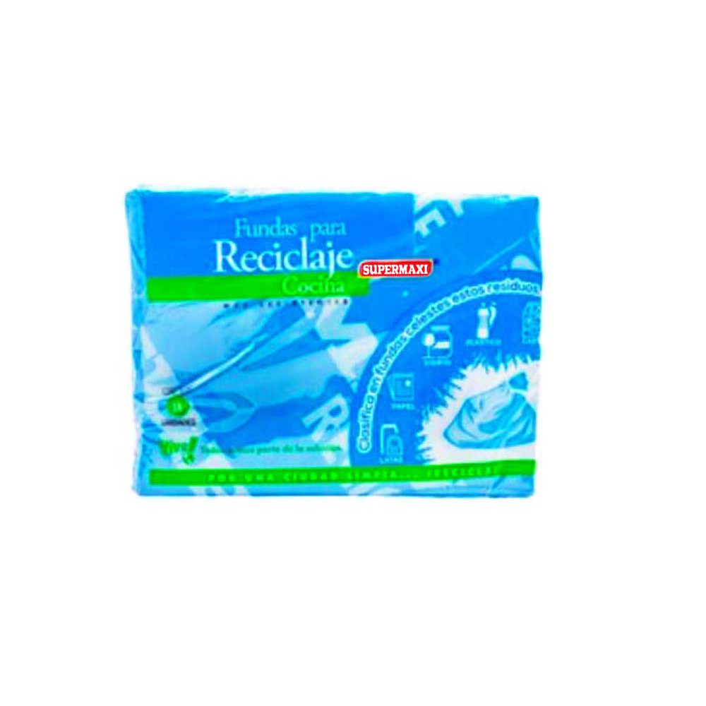 FUNDAS DE BASURA PARA COCINA AZUL SUPERMAXI X 10 UND