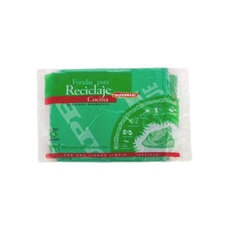 FUNDAS DE BASURA PARA COCINA VERDE SUPERMAXI X 10 UND