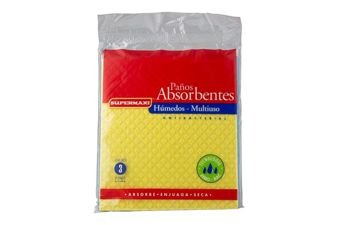 PAÑO HUMEDO ABSORBENTE MULTIUSO SUPERMAXI (X 3)