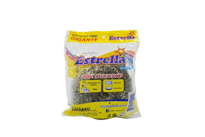 ESTROPAJO PLATA GIGANTE ESTRELLA ( 1 UND)