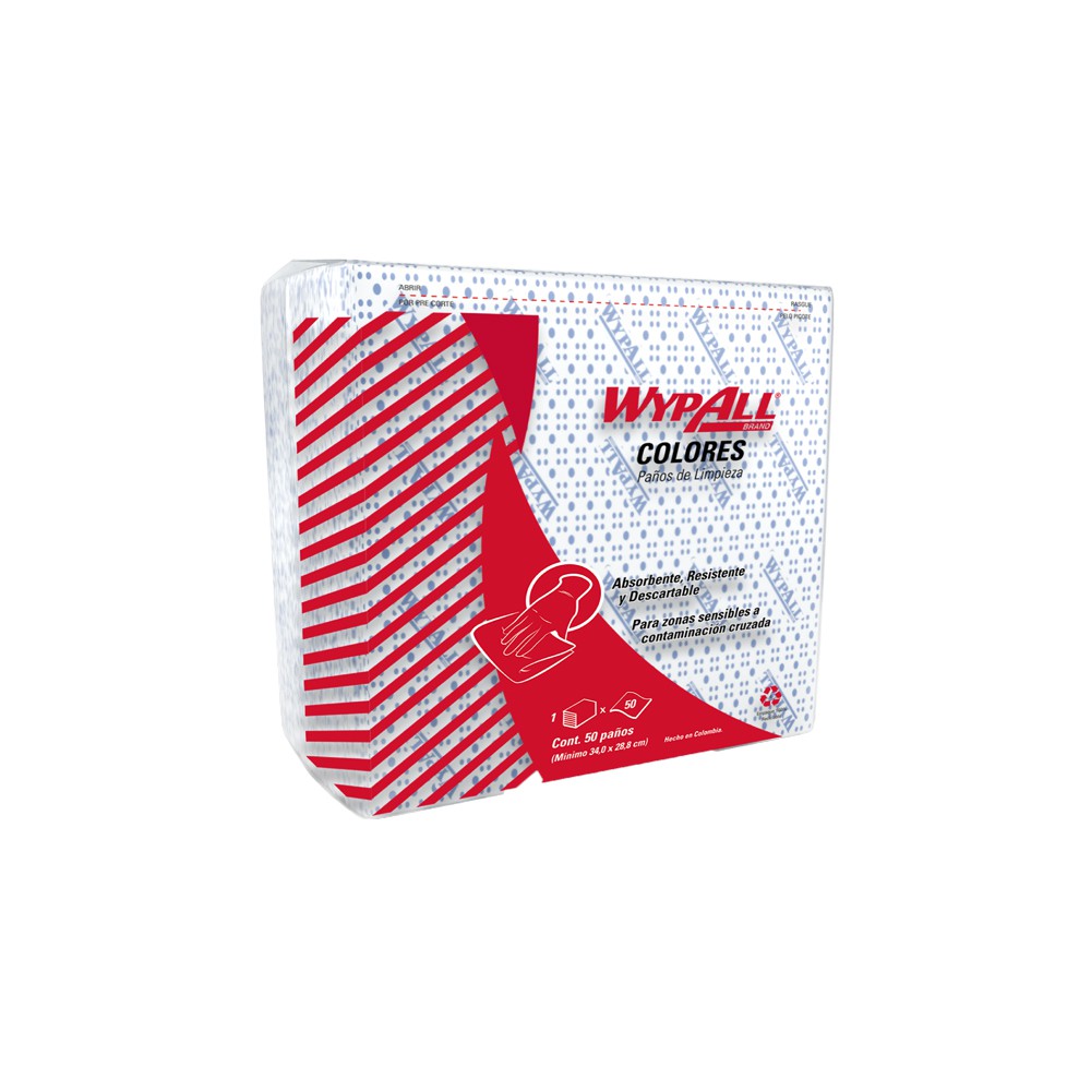 PAÑOS DE LIMPIEZA AZUL PREDOBLADO REUTILIZABLES 29 X 34 CM CORES WYPALL X 50 (30228872)