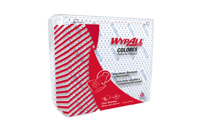 PAÑOS DE LIMPIEZA AZUL PREDOBLADO REUTILIZABLES 29 X 34 CM CORES WYPALL X 50 (30228872)