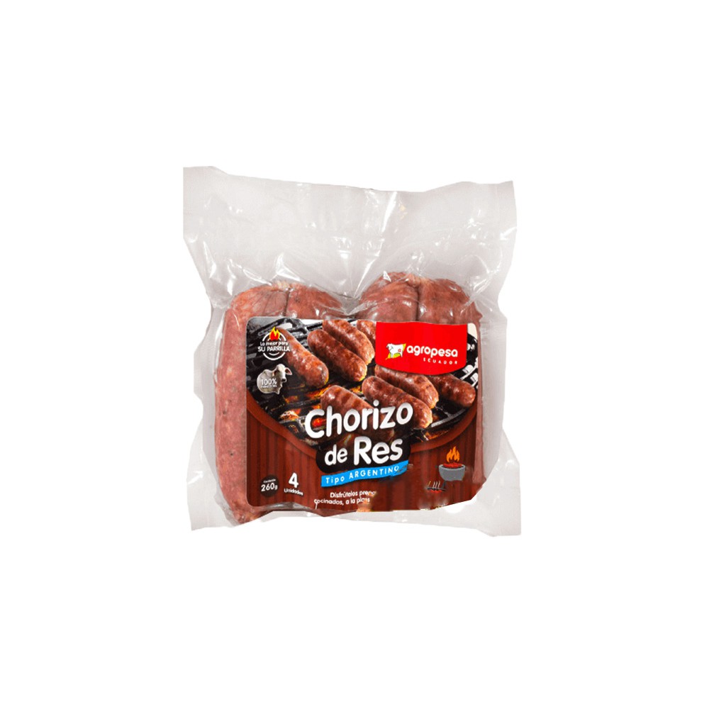 CHORIZO DE RES ARGENTINO TIPO I X 4 AGROPESA 260 G