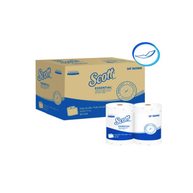 PAPEL TOALLA DE MANOS HOJA SENCILLA ROLLO SCOTT ESSENTIAL PACK (2 ROLLOS X 177 MTS) (30229692)
