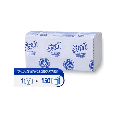 PAPEL TOALLA DE MANOS HOJA SENCILLA INTERFOLIADA SCOTT ESSENTIAL X 150 (30228392)