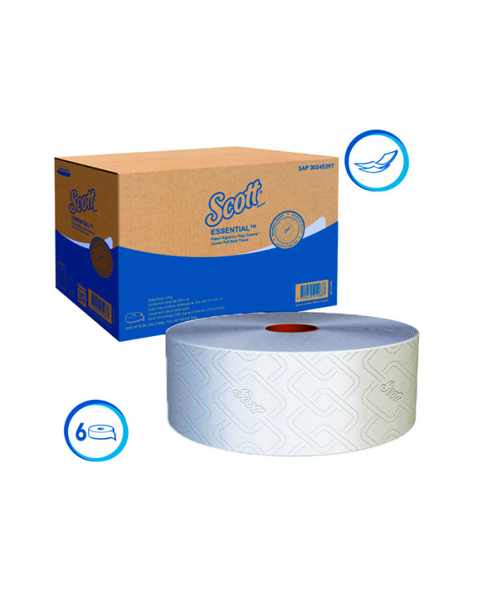 PAPEL HIGIÉNICO SCOTT ESSENTIAL D/H FLUJO CENTRAL PACK (6 X 320 MTS) (30245397)