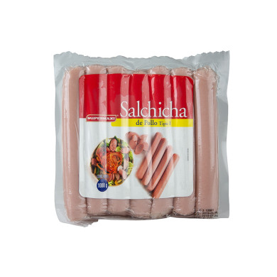 SALCHICHA POLLO TIPO I SUPERMAXI 1 KG (X 20)