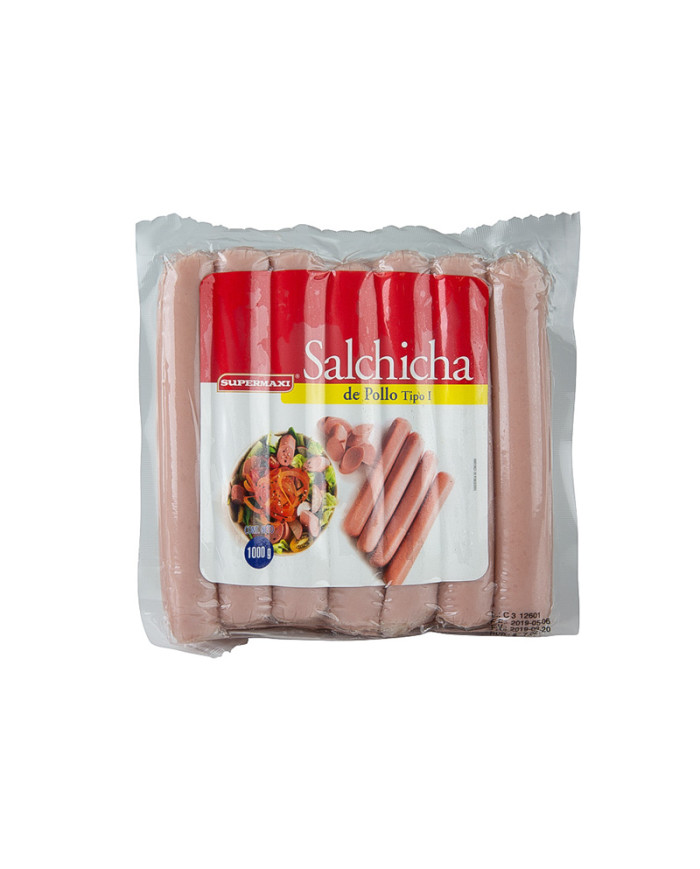 SALCHICHA POLLO TIPO I SUPERMAXI 1 KG (X 20)