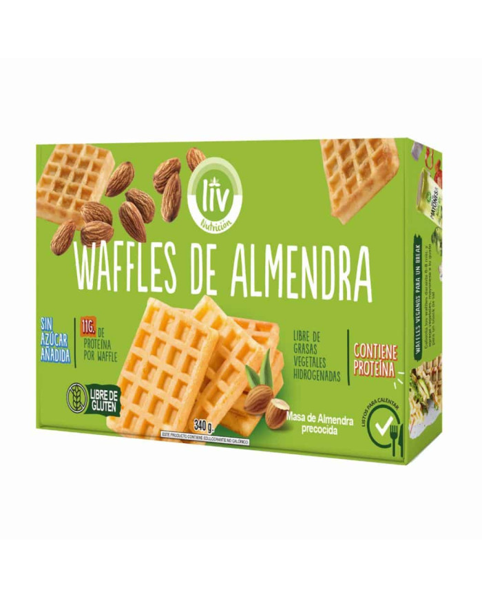 WAFLES CONGELADOS DE ALMENDRA VEGETARIANOS SIN GLUTEN LIV NUTRICION 340 GR