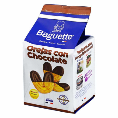 OREJAS CON CHOCOLATE BAGUETTE 200 GR