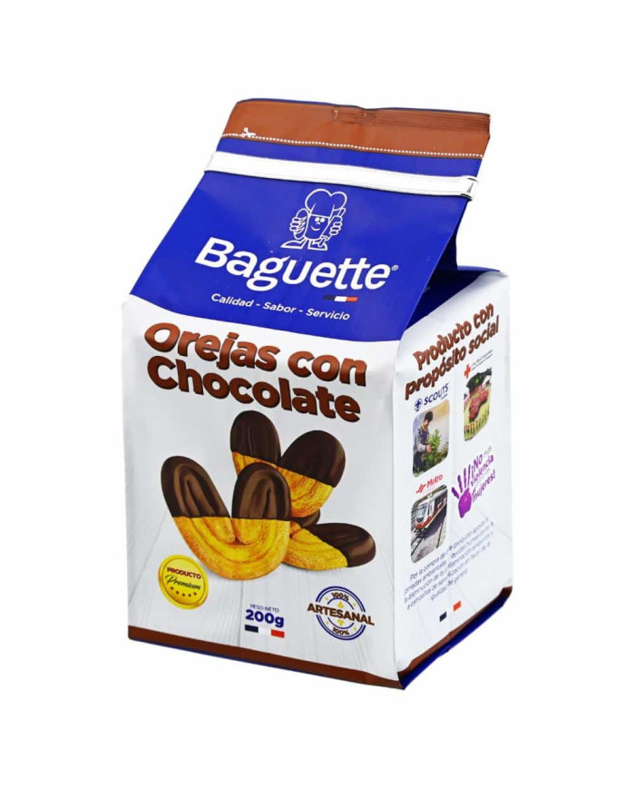 OREJAS CON CHOCOLATE BAGUETTE 200 GR