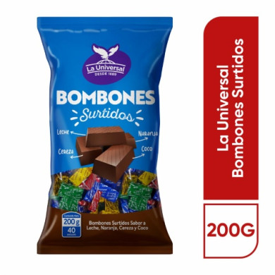 CHOCOLATE BOMBON SURTIDO UNIVERSAL 200 GR