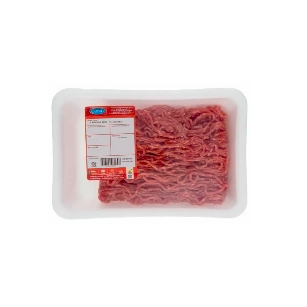 RES, CARNE MOLIDA 14 - 15% GRASA TIPO 1  REFRIGERADO SUPERMAXI  (460-500 GR)