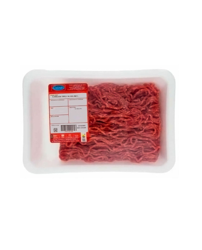 RES, CARNE MOLIDA 14 - 15% GRASA TIPO 1  REFRIGERADO SUPERMAXI  (460-500 GR)