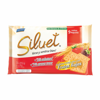 GALLETAS SILUET INT FRUTOS ROJOS 252 G (9 X 28 G)