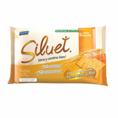 GALLETAS SILUET INT MIEL-AVENA 252 G (9 X 28 G)