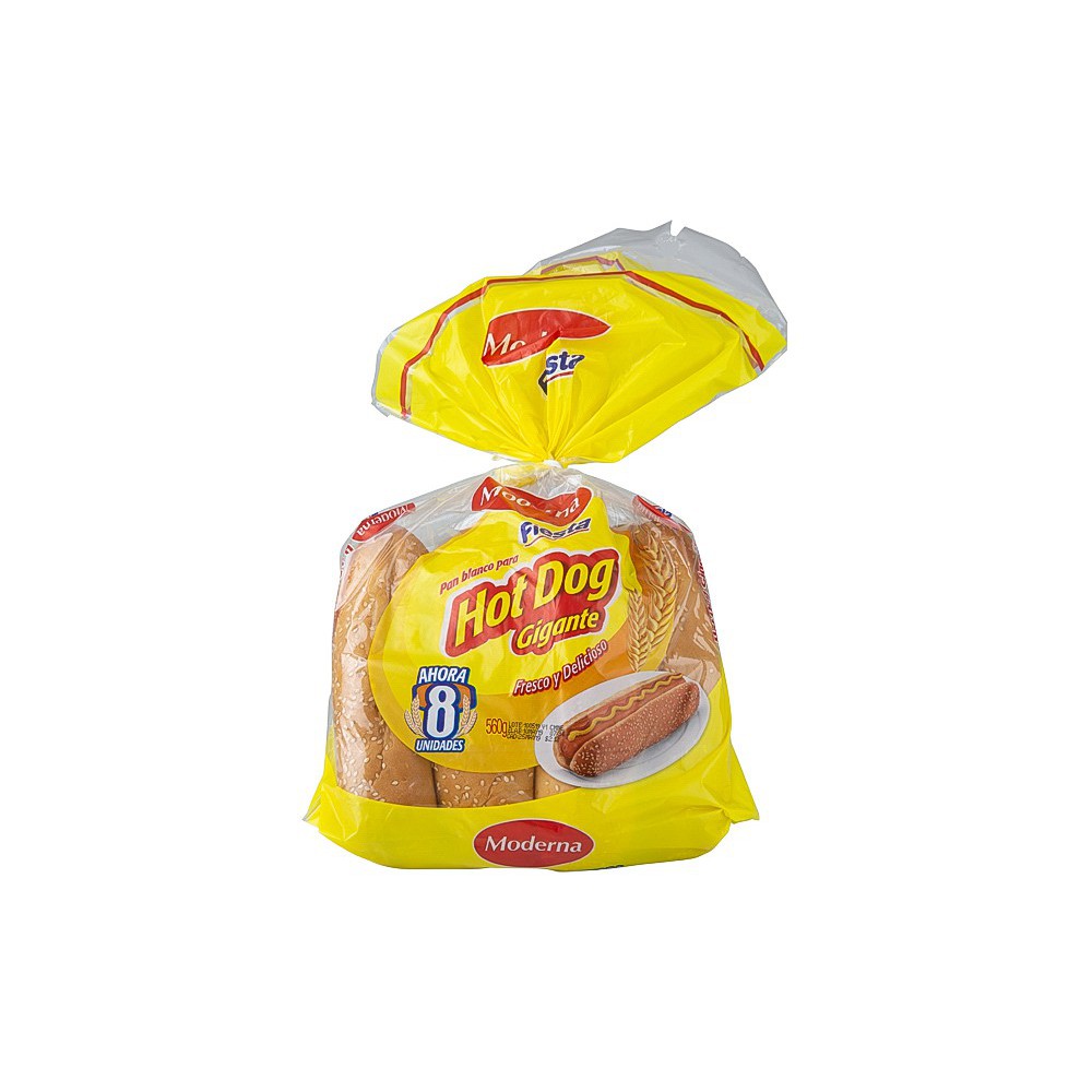 PAN BLANCO HOT DOG GIGANTE MODERNA 600 G