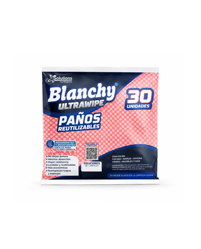 PAÑO DE LIMPIEZA REUTILIZABLE BLANCHY ROJO X30