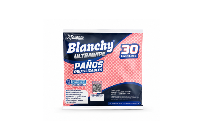 PAÑO DE LIMPIEZA REUTILIZABLE BLANCHY ROJO X30